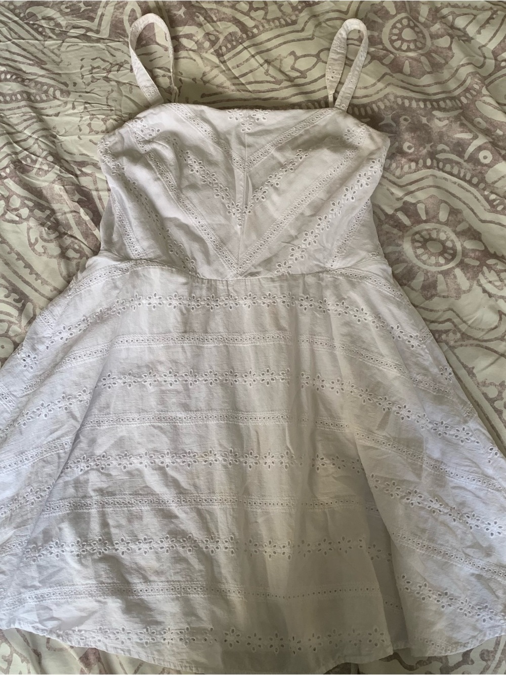 Three Hearts White Eyelet Mini Dress with Spaghetti Straps